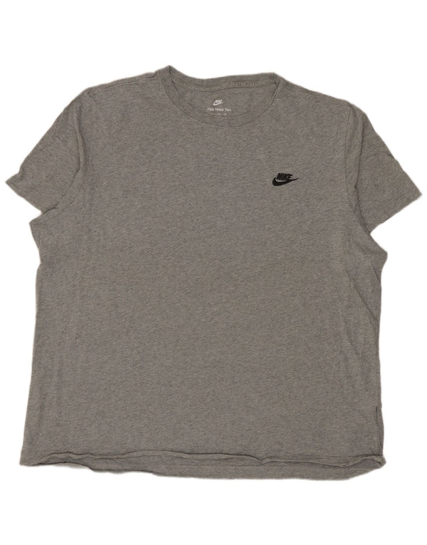 Camiseta masculina NIKE Top 2XL cinza manchado de algodão