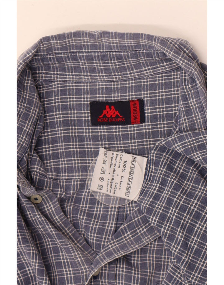 Camisa masculina Kappa de algodão xadrez azul médio
