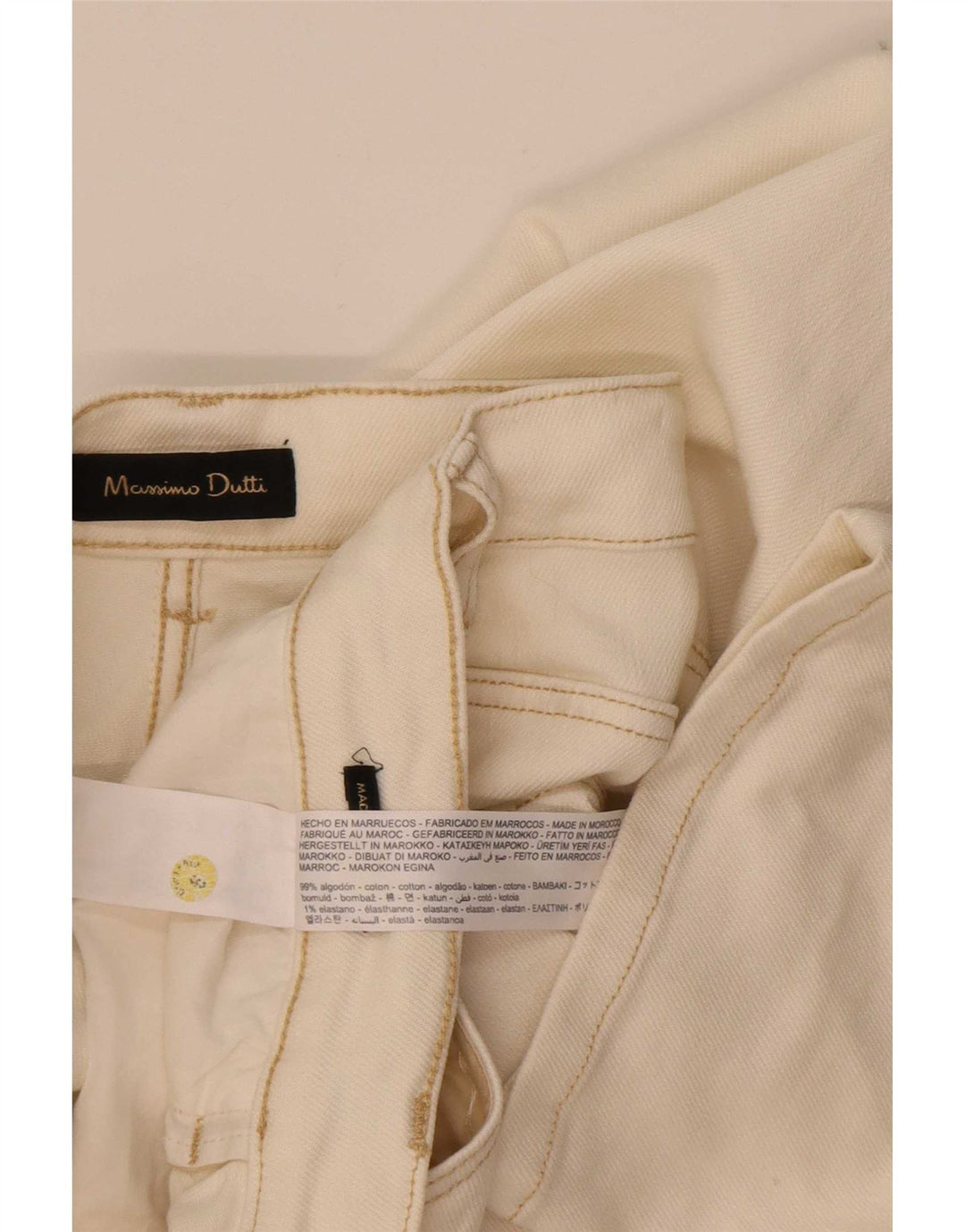 Jeans reto feminino Massimo Dutti EU 40 médio W30 L29 algodão branco