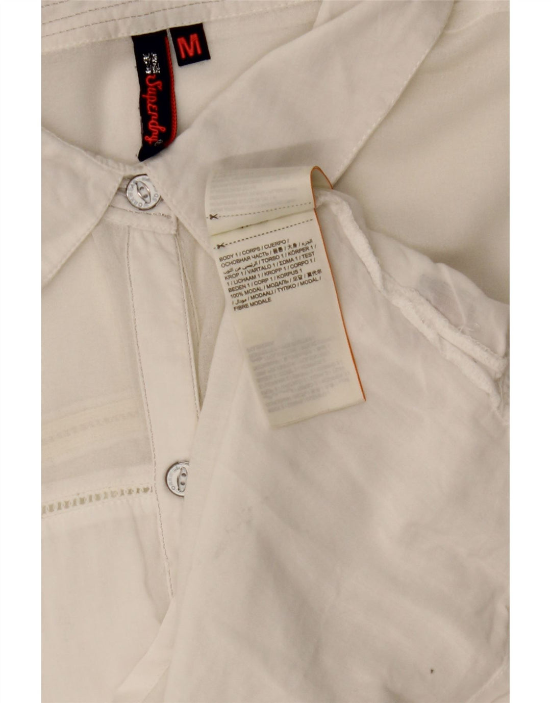 Camisa feminina SUPERDRY UK 14 médio branco modal