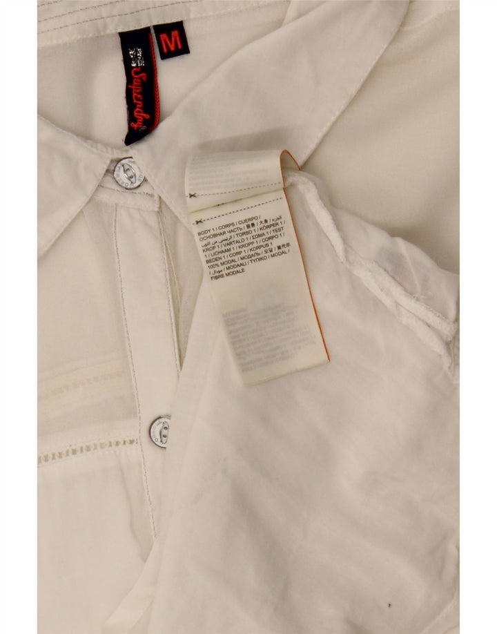 Camisa feminina SUPERDRY UK 14 médio branco modal