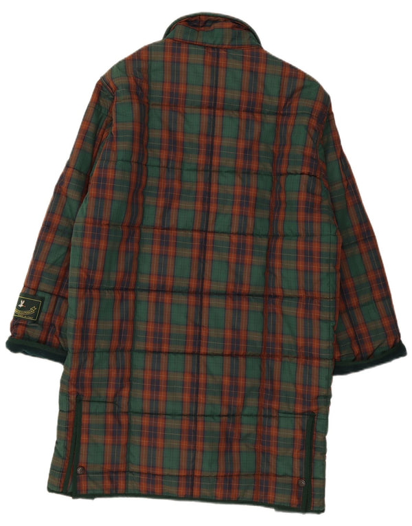 Casaco acolchoado feminino vintage UK 18 XL xadrez verde