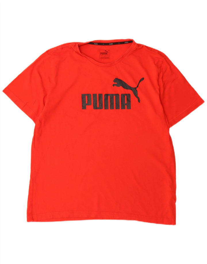 Puma Mens Graphic T-Shirt Top Grande Algodão Vermelho