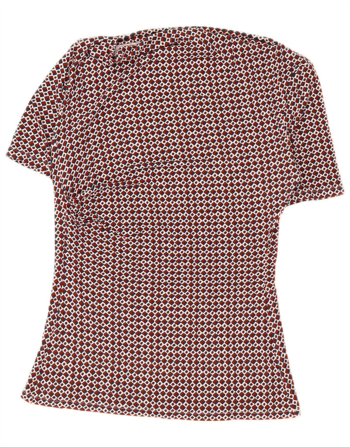 Max Mara Blusa feminina de fim de semana Top Reino Unido 12 Médio Vermelho Geométrico
