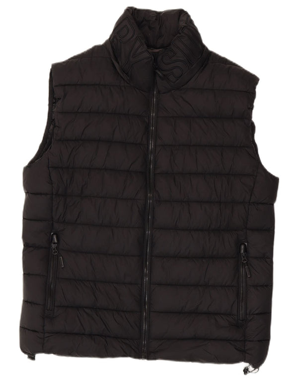 Colete acolchoado gráfico masculino Superdry UK 42 XL preto nylon