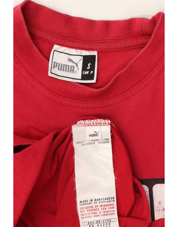 Puma Mens Graphic T-Shirt Top Pequeno Algodão Vermelho