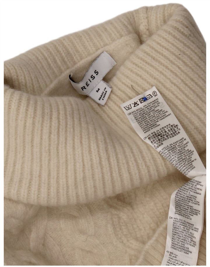 Suéter feminino Reiss com gola redonda e lã branca média UK 14