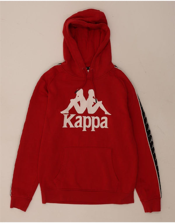 Kappa Mens Graphic Hoodie Jumper Large Red Colourblock Cotton