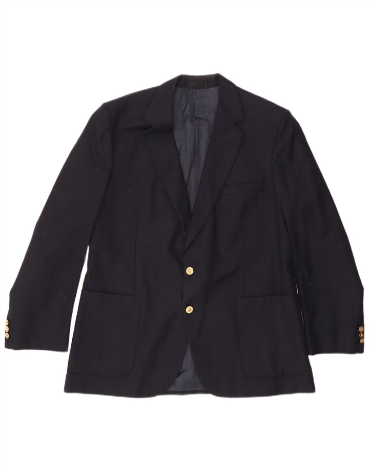 Aquascutum Jaqueta Blazer Masculina com 2 Botões IT 46 Pequena Lã Azul Marinho