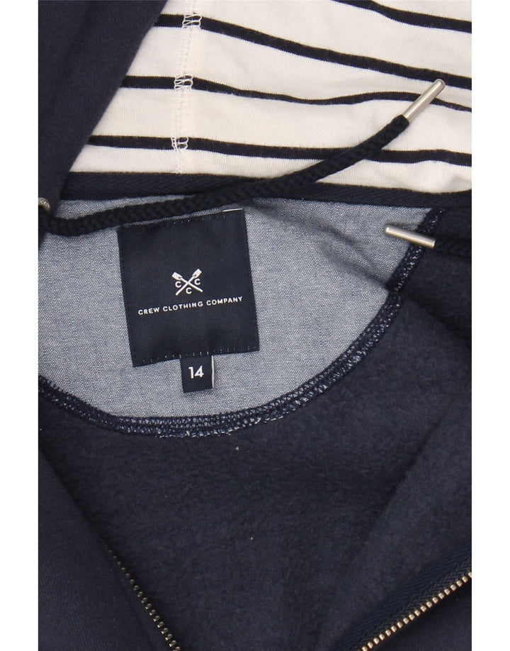 Suéter feminino com capuz e zíper CREW CLOTHING Reino Unido 14 algodão azul marinho médio