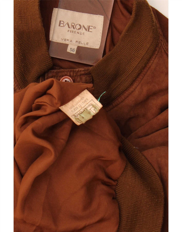 Jaqueta masculina de camurça Barone IT 56 3XL couro marrom