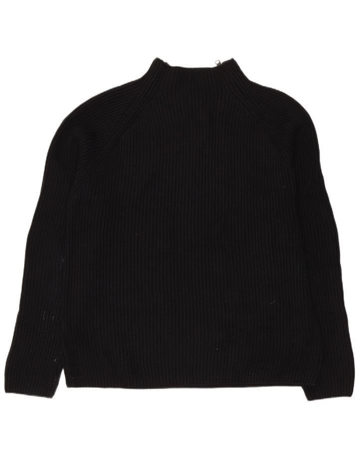 Suéter masculino Zara com zíper e gola alta de algodão preto grande