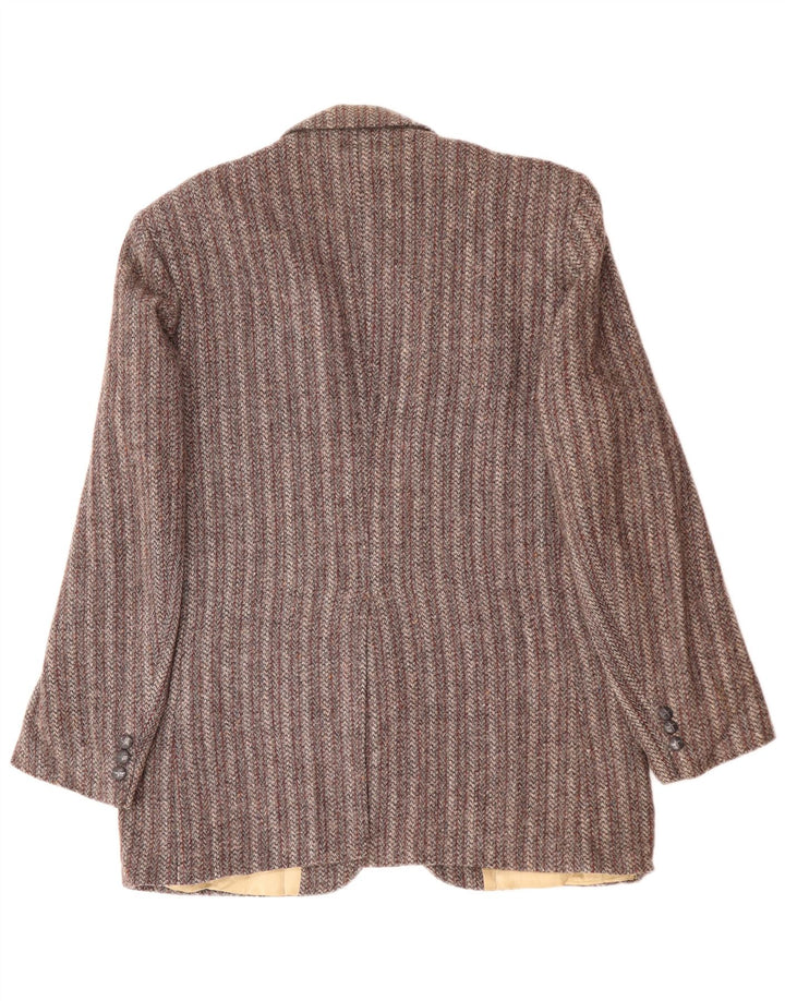 Jaqueta blazer masculina de 2 botões HARRIS TWEED Reino Unido 38 listrado cinza médio