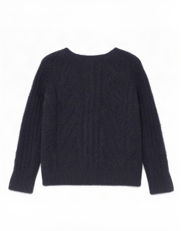 Suéter feminino Marks & Spencer com decote em V e ajuste relaxado Reino Unido 6 XS azul marinho