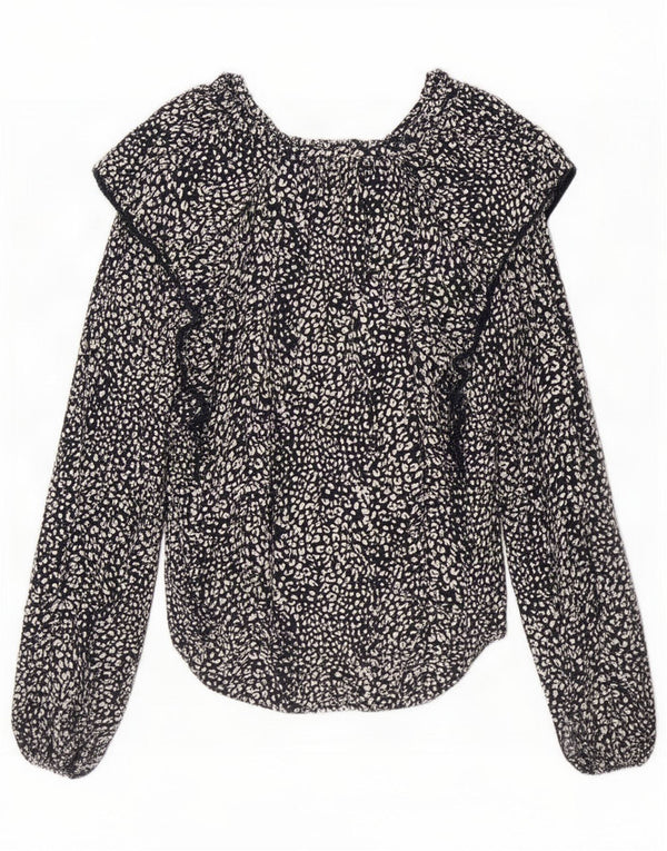 Blusa feminina Marks & Spencer UK 10 pequena azul marinho estampa animal