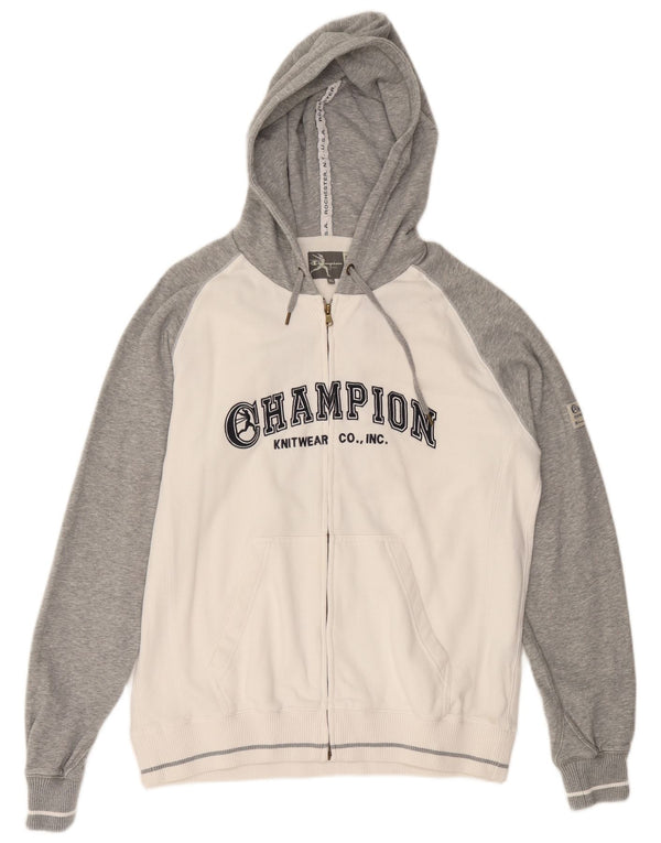 Suéter masculino Champion com capuz e zíper gráfico XL branco algodão colorido