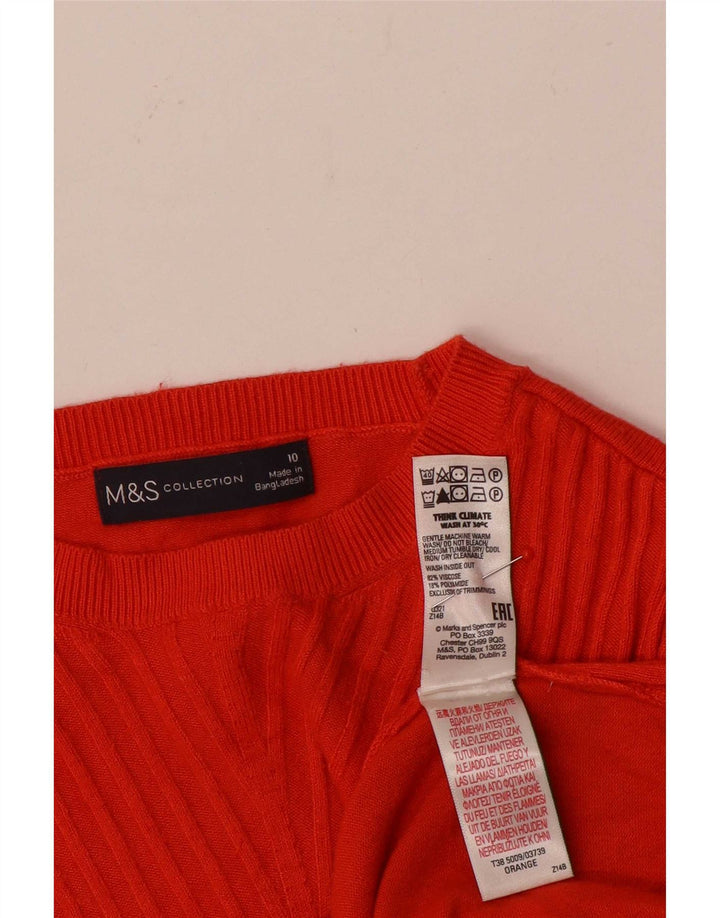 Suéter feminino Marks & Spencer com gola canoa Reino Unido 10 pequeno laranja