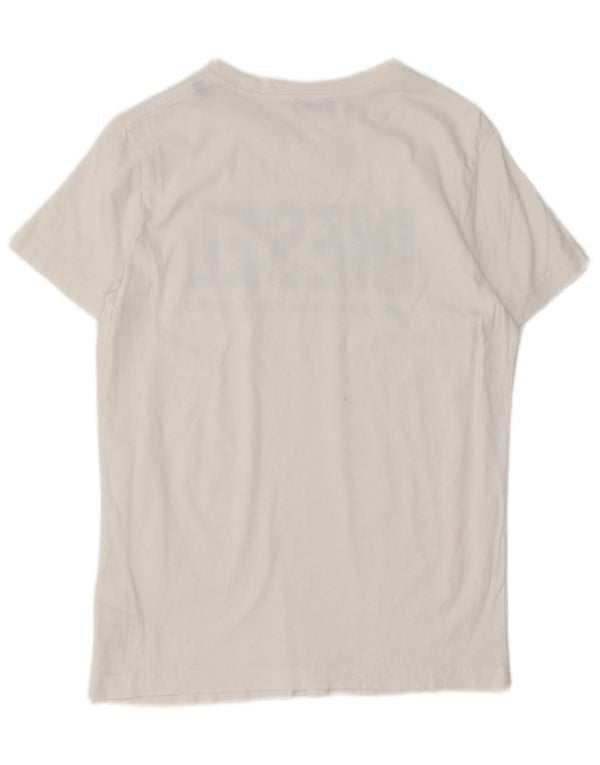 Diesel Mens Graphic T-Shirt Top XS Algodão Branco