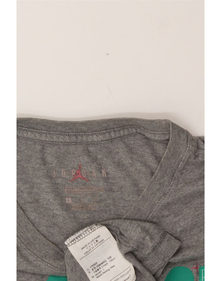 JORDAN Mens Standard Fit Graphic T-Shirt Top Large Grey Cotton Vintage Jordan and Second-Hand Jordan from Messina Hembry 