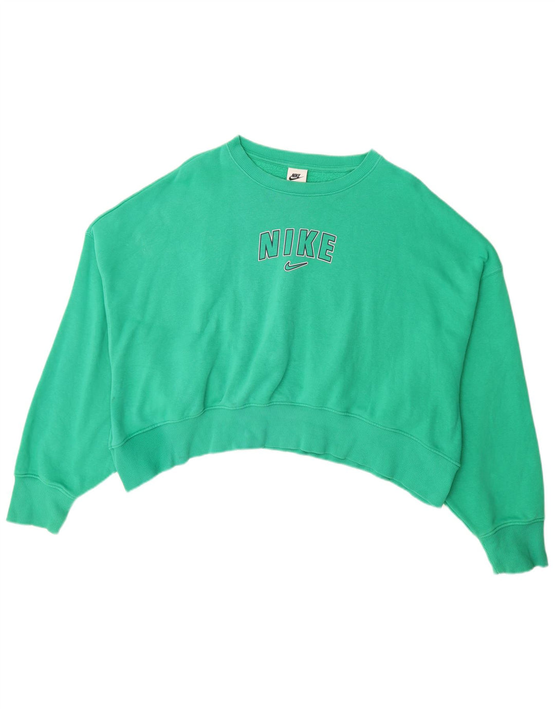 Moletom feminino Nike Oversized Graphic Crop Jumper UK 14 Médio Verde