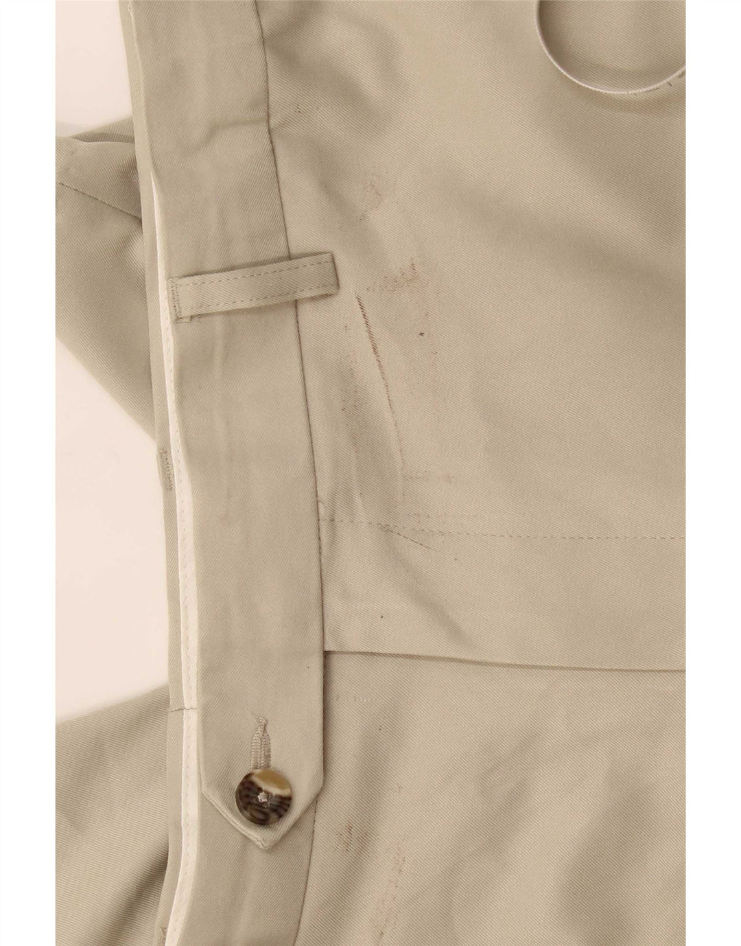 Calça masculina de ajuste regular Marks & Spencer W36 L29 poliéster bege