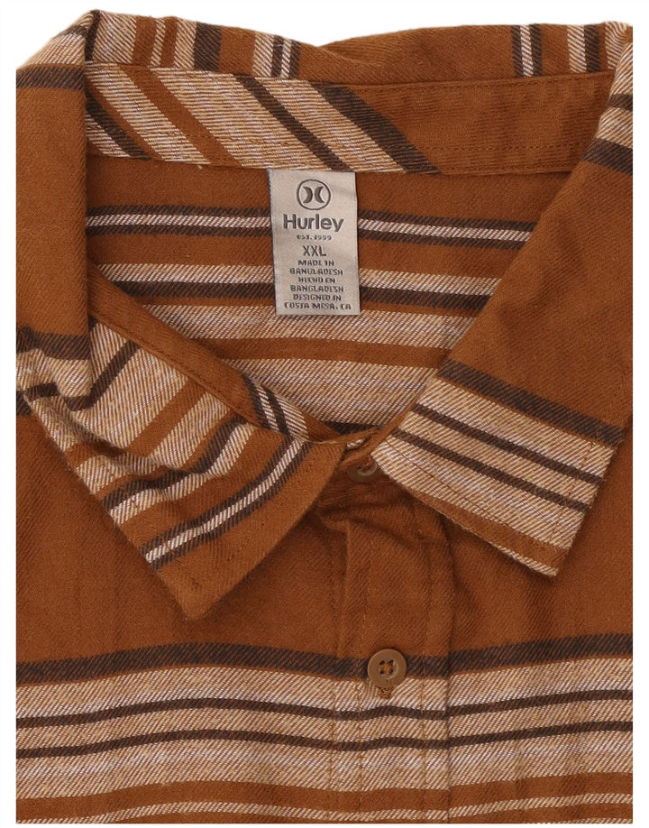 Camisa masculina de flanela Hurley 2XL listrada marrom