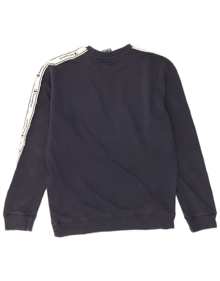Champion moletom gráfico masculino jumper médio azul marinho algodão colorblock