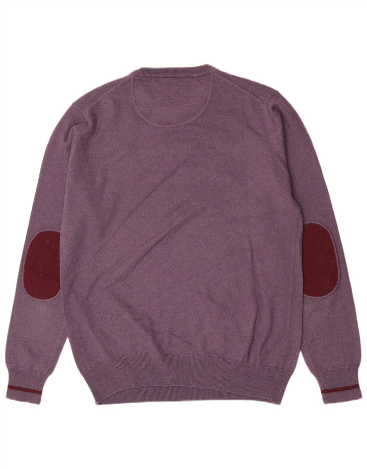 Suéter masculino Harmont & Blaine com gola redonda, lã roxa média
