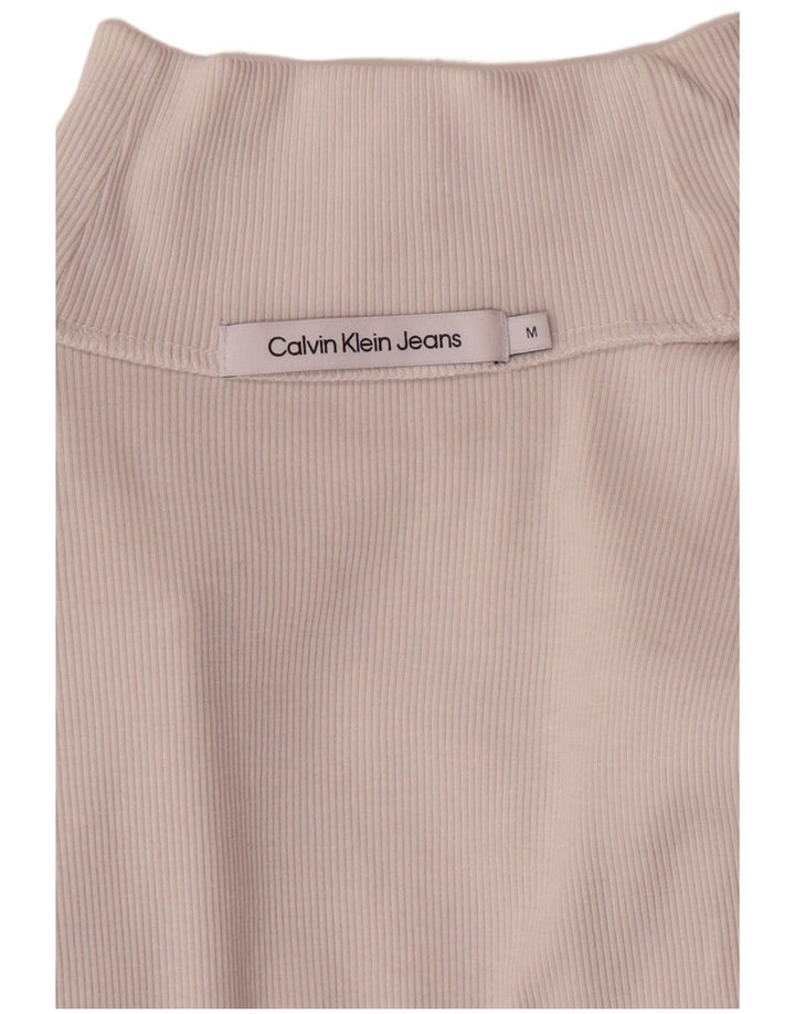 CALVIN KLEIN JEANS Top curto feminino manga comprida Reino Unido 12 médio branco