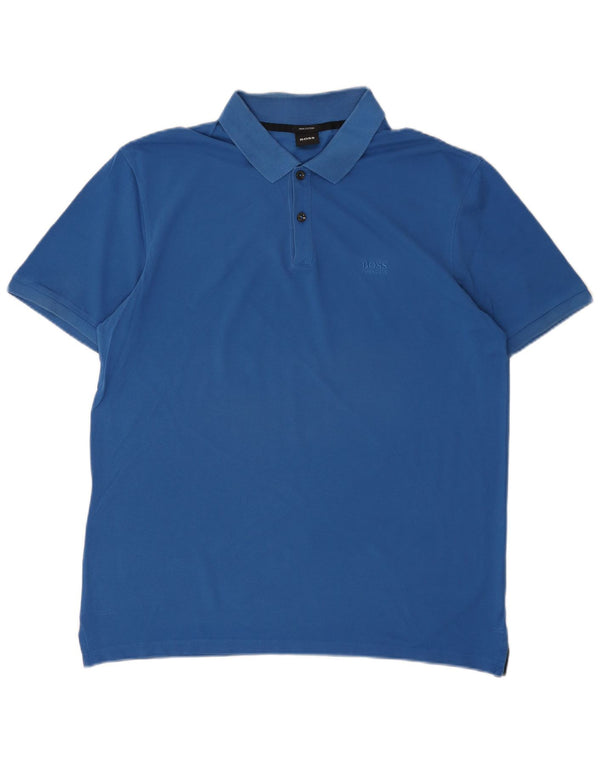 Camisa polo masculina Hugo Boss XL azul algodão designer