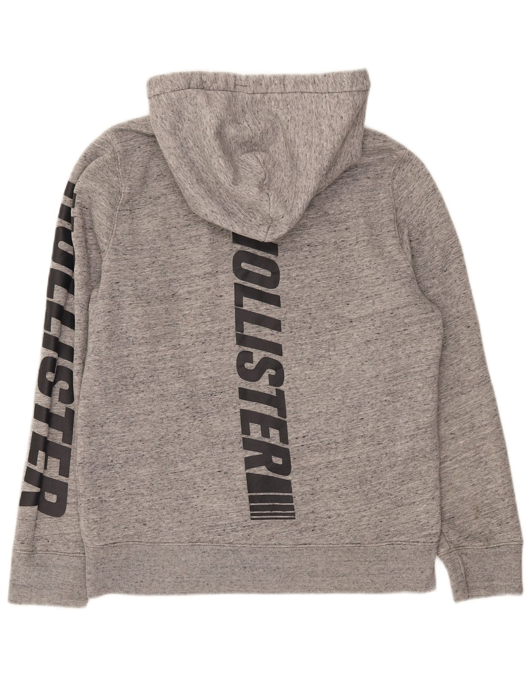Suéter masculino com capuz gráfico HOLLISTER algodão manchado cinza médio