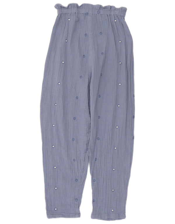 Calças casuais de cintura alta para meninas Benetton 11-12 anos 2XL W22 L26 azul