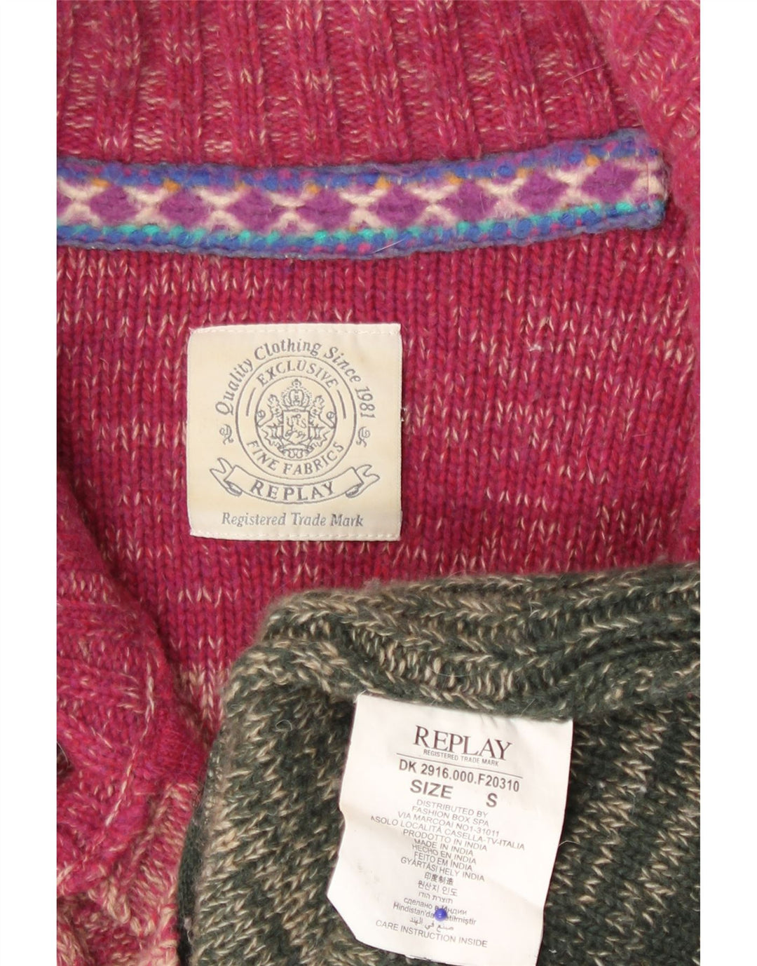 Suéter cardigã feminino Replay UK 10 pequeno bloco colorido multicolorido