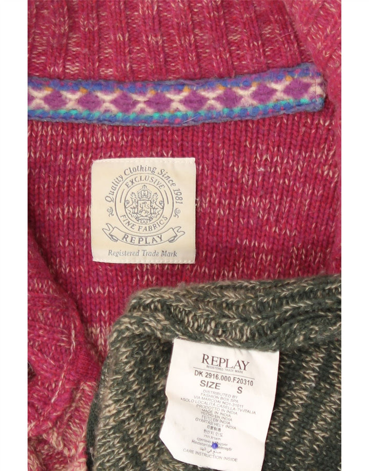 Suéter cardigã feminino Replay UK 10 pequeno bloco colorido multicolorido