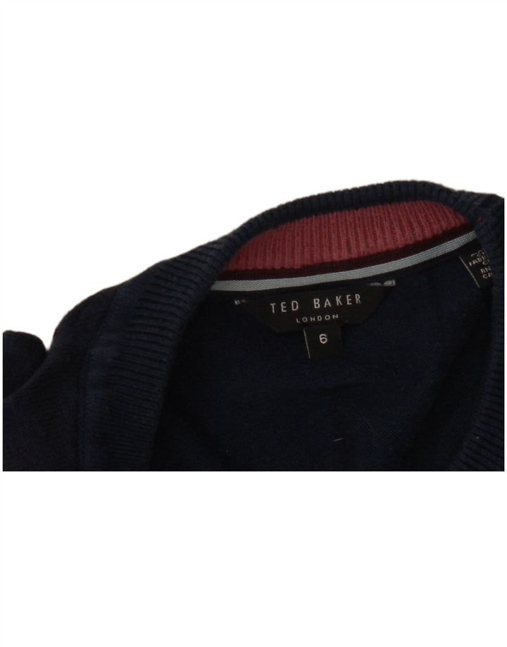 Suéter feminino Ted Baker com gola redonda tamanho 6 2XL azul marinho