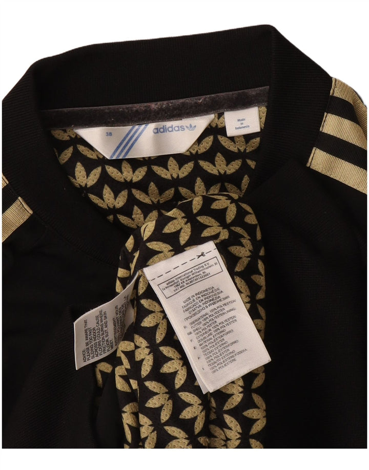 Adidas Womens Crop Graphic Tracksuit Top Jacket EU 38 Médio Preto