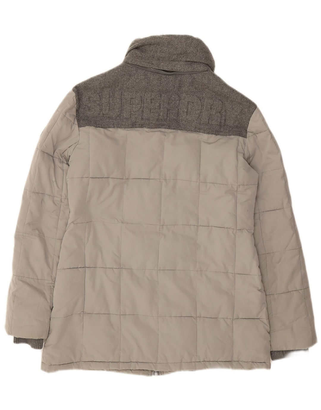 Jaqueta acolchoada feminina SUPERDRY UK 14 grande lã cinza