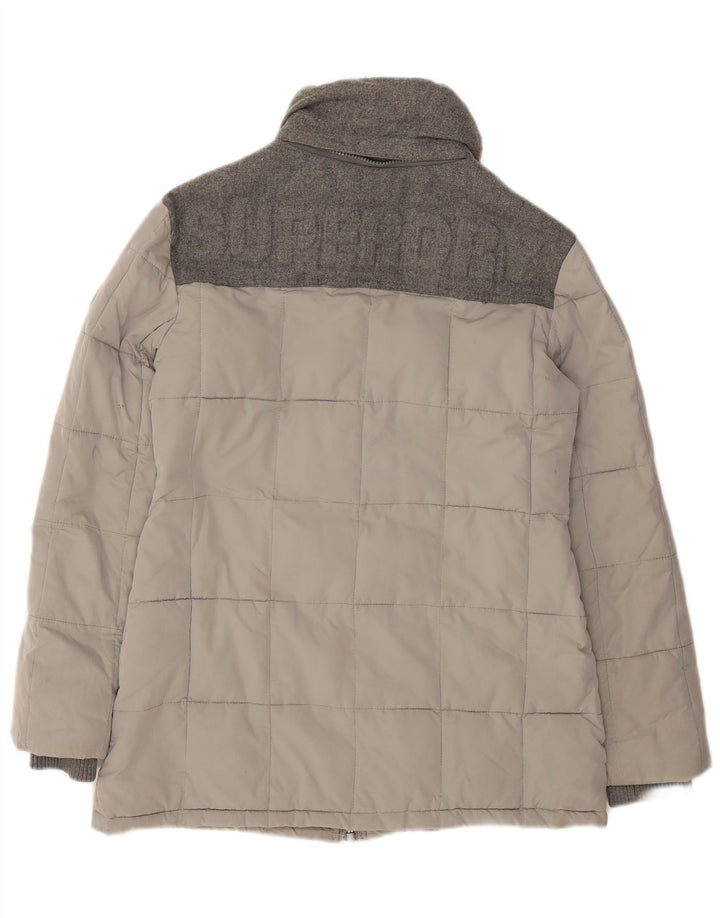 Jaqueta acolchoada feminina SUPERDRY UK 14 grande lã cinza