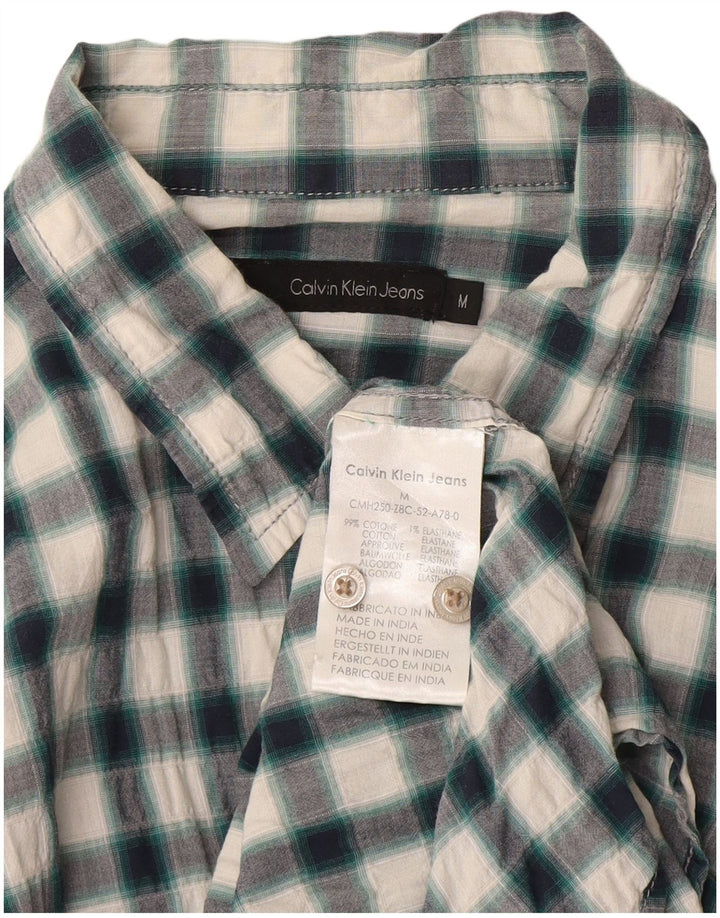 Camisa masculina Calvin Klein algodão xadrez verde médio