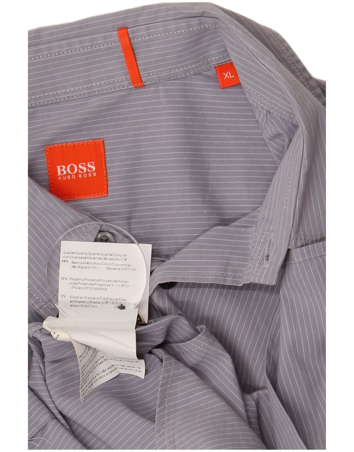 Camisa masculina HUGO BOSS XL algodão listrado azul