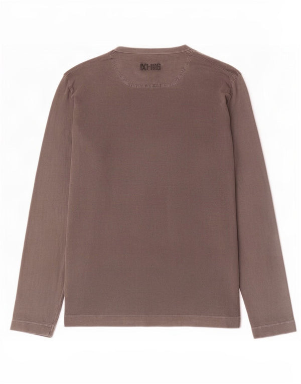 Diesel Mens Graphic Top Manga Longa Grande Algodão Cinza