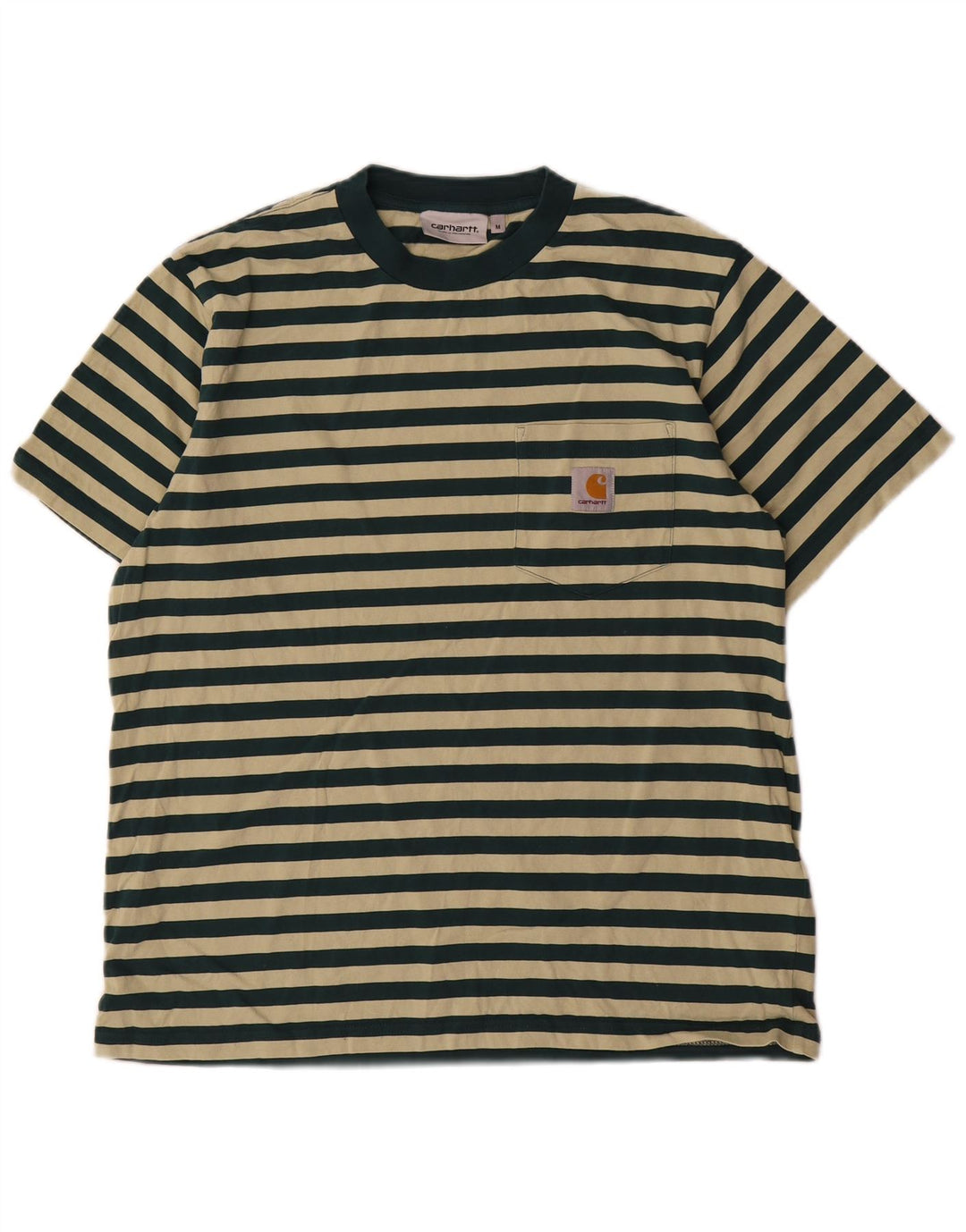 Camiseta masculina Carhartt de algodão listrado verde médio