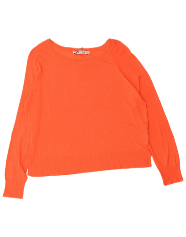 Zara Suéter feminino oversized com gola canoa Reino Unido 10 viscose laranja pequena