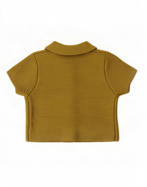 Zara Womens Crop Manga Curta Cardigan Top Reino Unido 14 Médio Caqui