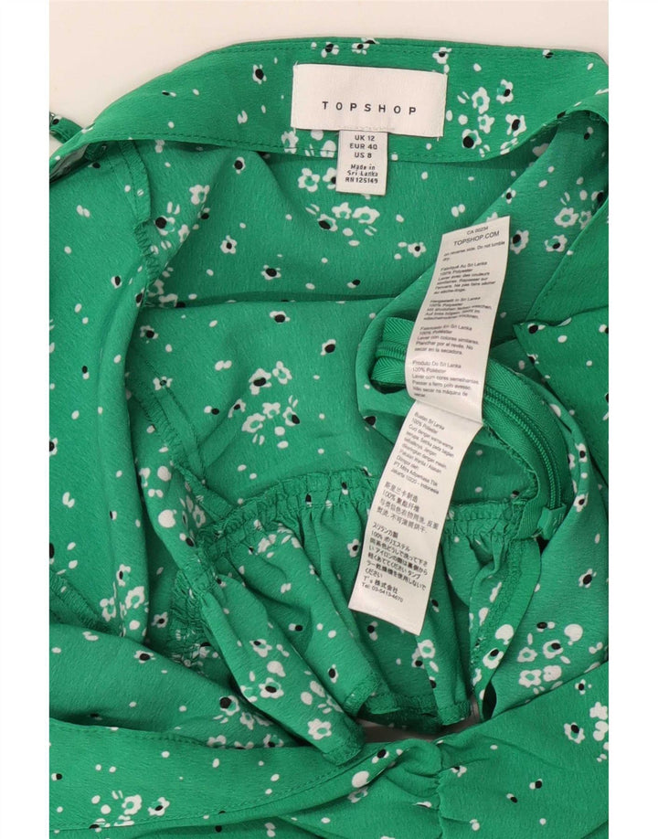 Topshop feminino Cami Top UK 12 poliéster floral verde médio