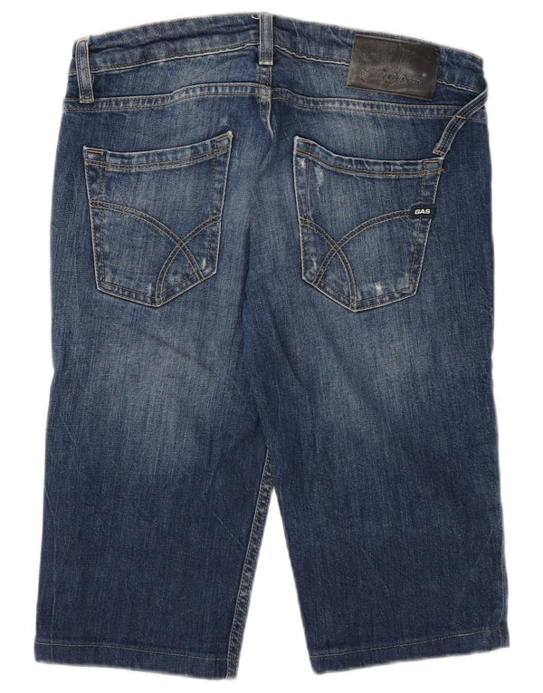 Shorts jeans masculino Gas W29 pequeno algodão azul