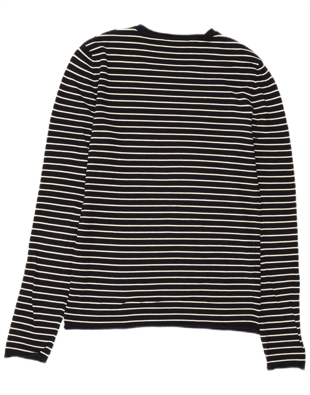 Suéter feminino ZARA com gola redonda, viscose listrada azul marinho grande Reino Unido 14