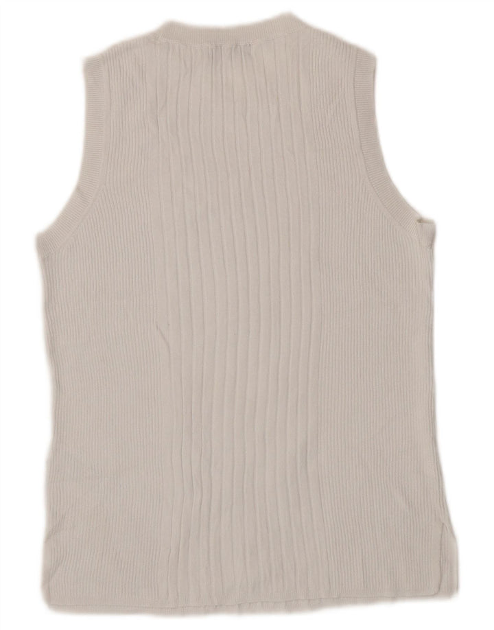 Regata feminina Marks & Spencer com colete Reino Unido 14 grande viscose branca