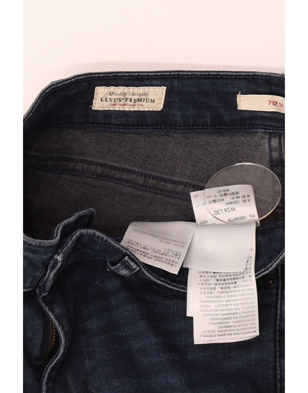 Calça jeans feminina Levi's 712 Slim W26 L30 azul marinho algodão