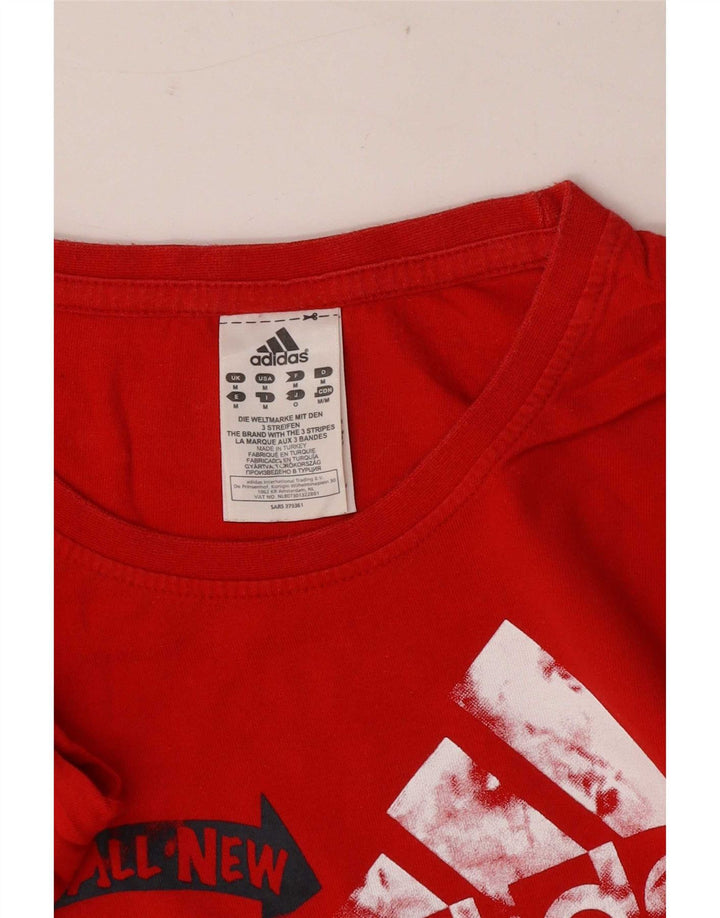 Adidas Mens Graphic T-Shirt Top Médio Algodão Vermelho